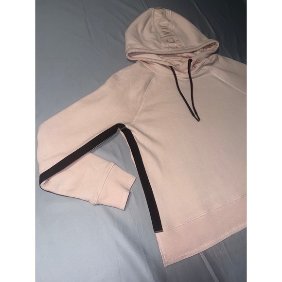 Calvin Klein Performance Pink Hoodie Black Side Stripe Logo Hood Sweatshirt L - Picture 6 of 10